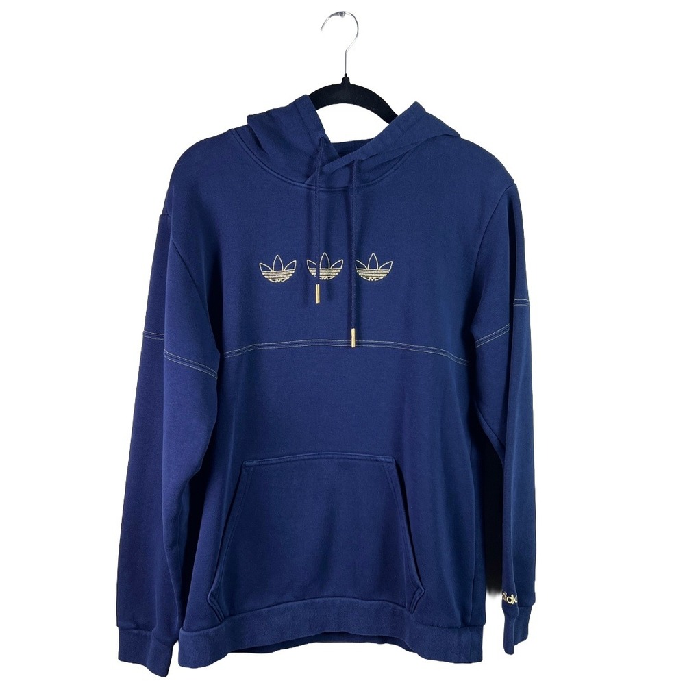 Adidas Trefoil Trio Hoodie 2020s Men M Navy Gold GT4874 Streetwear